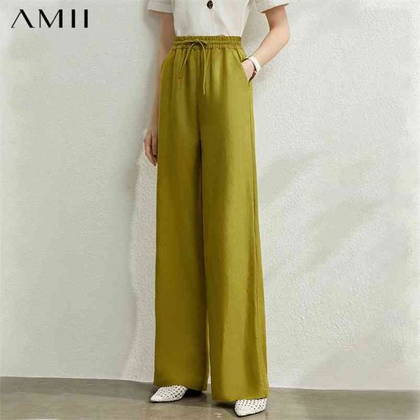 

summer women wide leg pants fashion high waist solid loose elastic casual female long 12040209 210527, Black;white