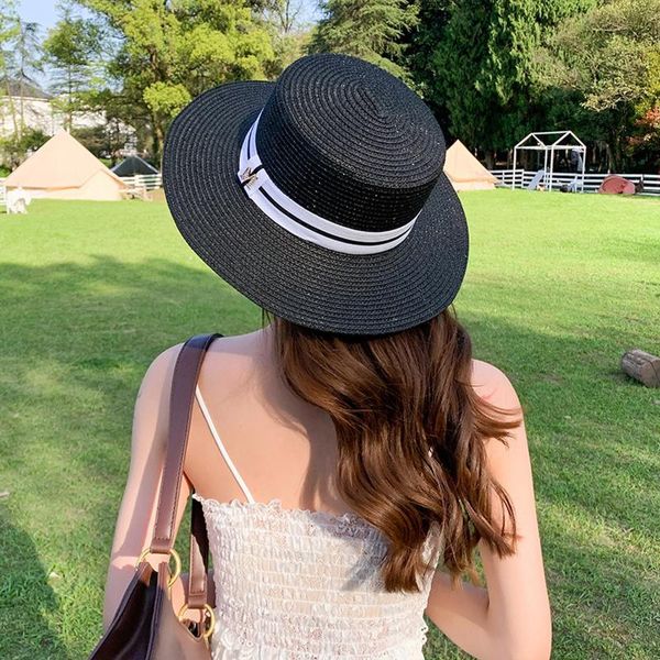 

wide brim hats dames zonnehoed 2021 summer women's sunshade brims hat outdoor anti-uv sunscreen beach straw sun #yj, Blue;gray
