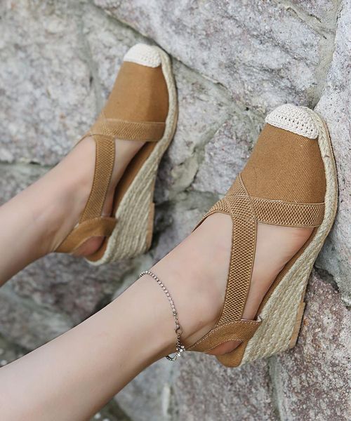 

dress shoes women's ankle strap sandals comfortable slippers ladies womens casual breathable flax canvas pumps zapatillas mujer, Black
