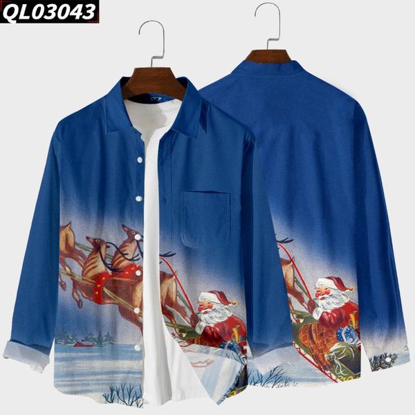 

men's casual shirts christmas shirt long sleeve turn-down-collar fashion spring autumn male clothes, White;black