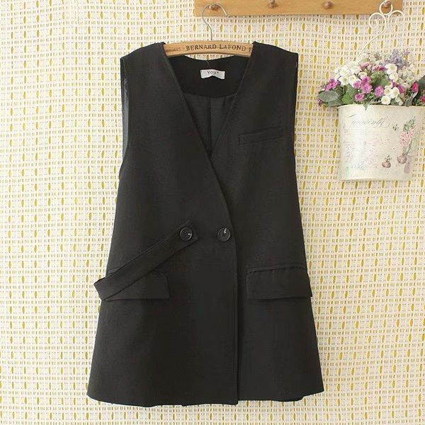 

women's vests plus size solid black navy women a line suit coat 2021 spring autumn casual ladies vest jackets female, Black;white