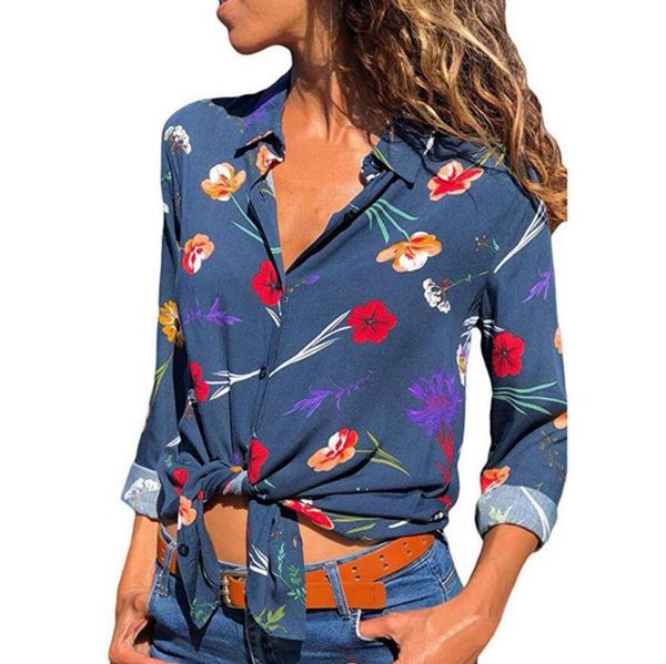 

women's blouses & shirts 2021 spring chiffon women long sleeve printed boho shirt casual blouse thin female clothes plus size loose, White