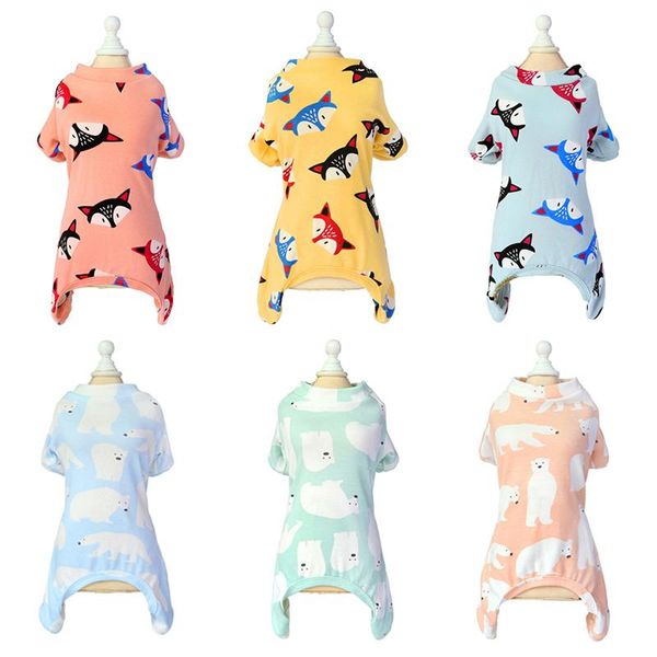 

dog apparel animals print cotton puppy cat pajamas summer clothes pet jumpsuit for small dogs chihuahua shih tzu overalls roupa cachorro