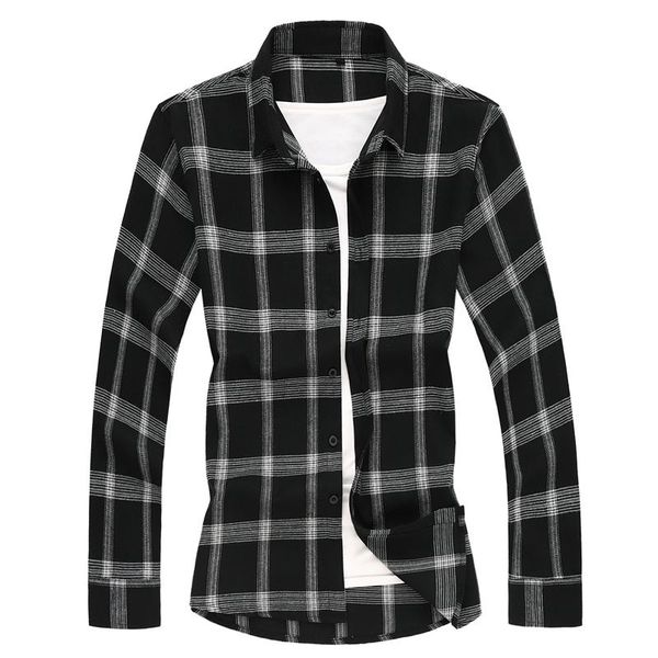 

men's casual shirts fashion design long sleeve shirt plaid blouse 2021 spring autumn clothing plus size 5xl 6xl 7xl, White;black