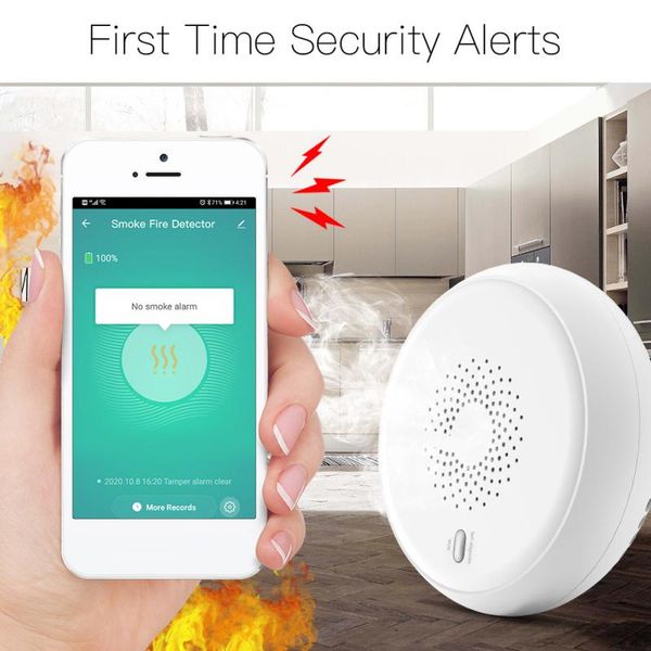

smart home control smoke alarms high sensitivity detector security alarm system sensor compatible with zigbee gateway life / tuya