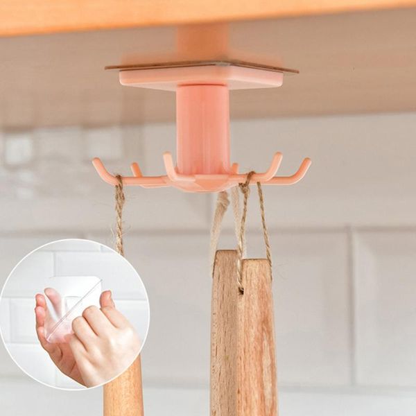 

hooks & rails accessories home multifunction self adhesive easy install cupboard wall hanging abs kitchenware storage kitchen rotating hook