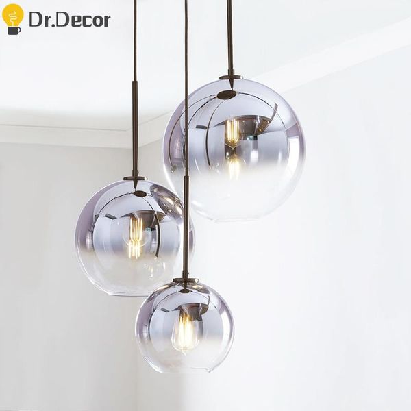 

pendant lamps modern glass ball led lights lighting silver gold lamp hanglamp kitchen hanging bedroom decor luminaria