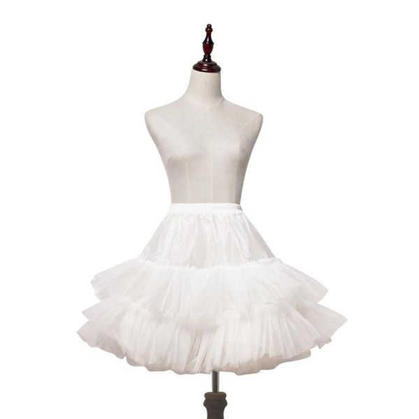 

women's sleepwear white lolita petticoat short tiered organza pettiskirt, Black;red