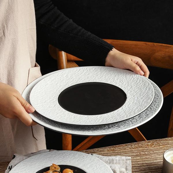 

dishes & plates creative stone pattern 12-inch ceramic european western restaurant pasta dish steak plate embossed french main meal