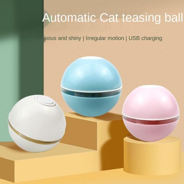 

cat toys smart interactive toy ball colorful led self rotating with catnip bell feather usb rechargeable dropship