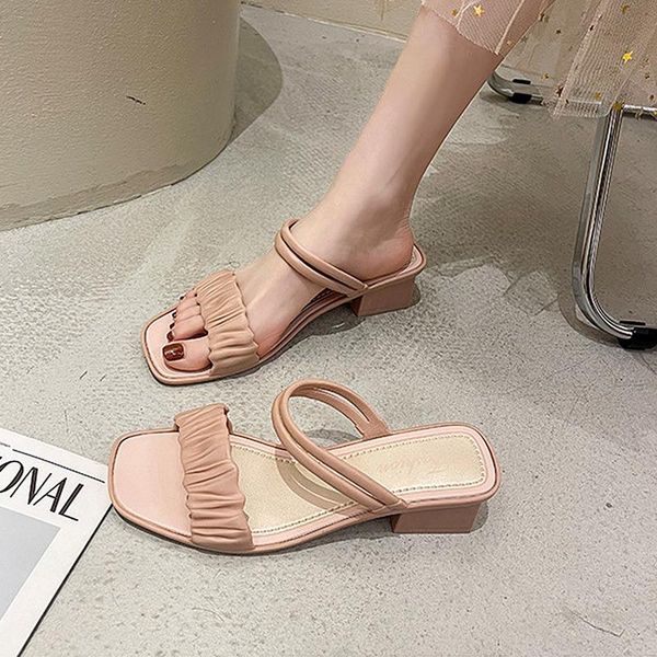 

sandals 2021 women's dual-use in high heels fashion korean version of the simple outer wear and slippers, Black