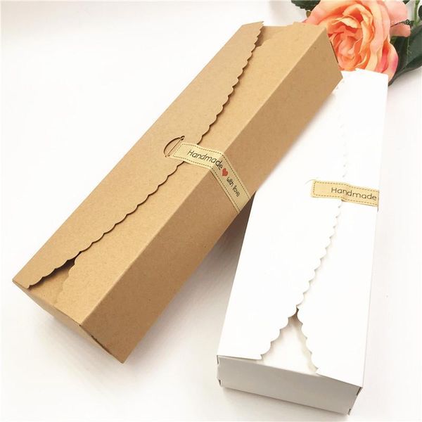 

gift wrap 20pcs/lot kraft paper long boxes cases for valentine's day flower packaging diy container storage with stickers1