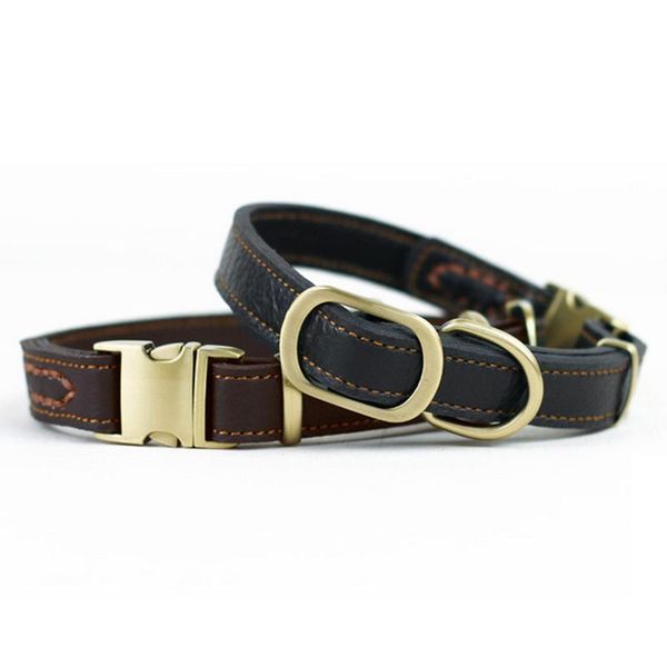 

adjustable fashion 3 colors genuine leather cool necklace pet dog collar for puppy cat medium large dogs neck strap supplies collars & leash