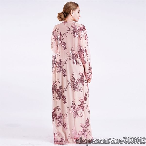 

embroidery sequin abaya kimono cardigan muslim hijab dress turkish islam ramadan eid mubarak abayas for women dubai kaftan mujer, Red