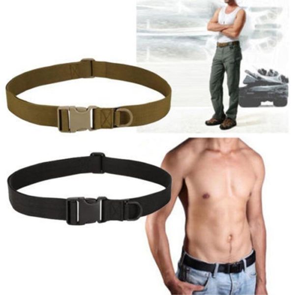 

men adjustable tactical combat web belt buckle waistband military rescue rigger belts, Black;brown