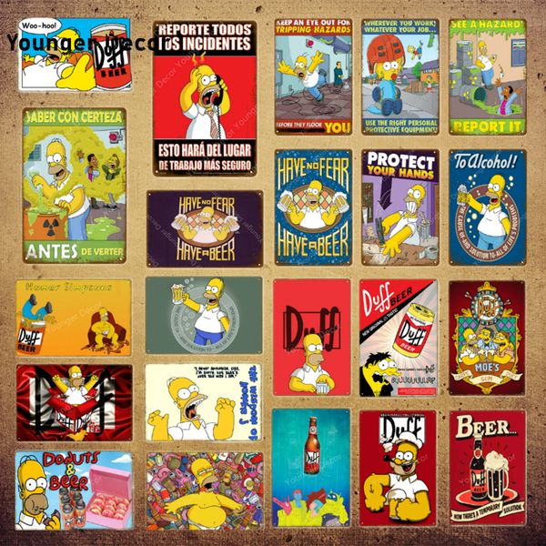 

american cartoon metal poster duff beer signs to alcohol plaque wall decor for bar pub club man cave decorative plate yi-117