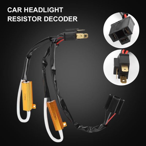 

car headlights 2pcs h4/9003 hid 50w 6ohm/8ohm load resistors led headlight bulbs canbus decoder error canceler dual-relays h/l beam