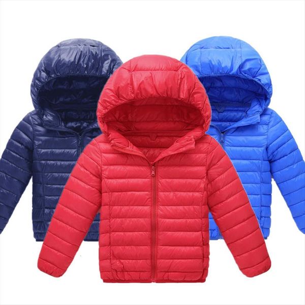 

childrens outerwear winter boys and girls cotton down jacket lightweight ultra light loose coat baby greatcoat, Blue;gray
