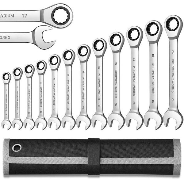 

professional hand tool sets tools for car repair keys set combination ratchet wrench set, metric spanners with canvas bag