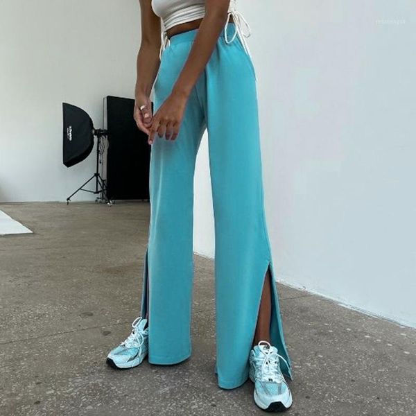 

women's pants & capris high waist solid flared trousers streetwear fashion loose base womens casual sports y2k 2021 spring autumn desig, Black;white