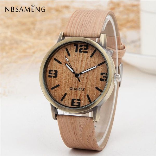 Avanadores de punho Mulheres de madeira vintage assistem homens Casual Leather Watches Wood Female Wristwatch Relogio Masculino feminino lz201