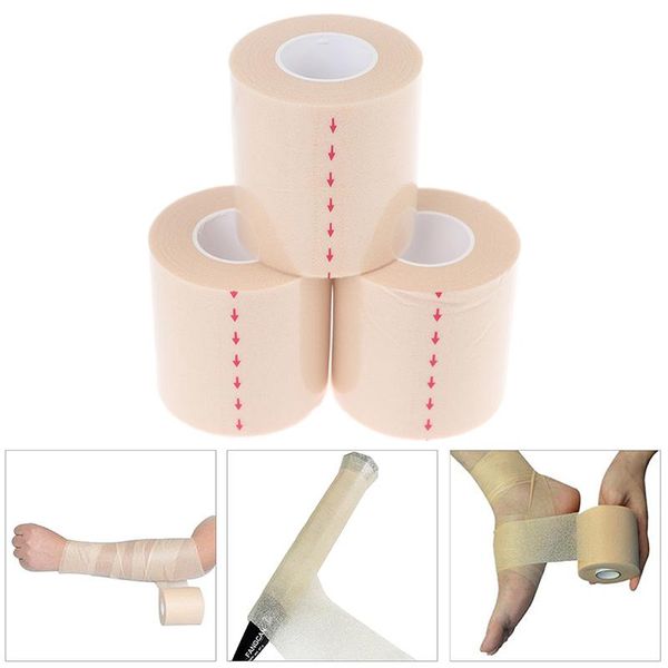 

elbow & knee pads pu foam bandage 6cm*20m film underwrap sports pre-wrap for athletic tape, Black;gray