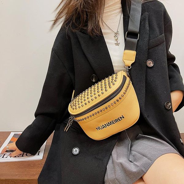 

waist bags fashion rivet bag hip pack luxury woman shoulder crossbody chest leather saddle fanny designer female belt