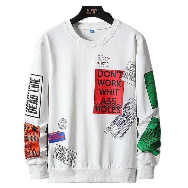 

men's long sleeve t-shirt spring fashion oversized casual round neck clothing 6xl 7xl 8xl t-shirts, White;black