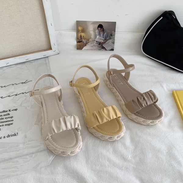 

sandals flat sandal shoe all-match suit female beige 2021 women's buckle strap summer heels without black low girls clear comfort