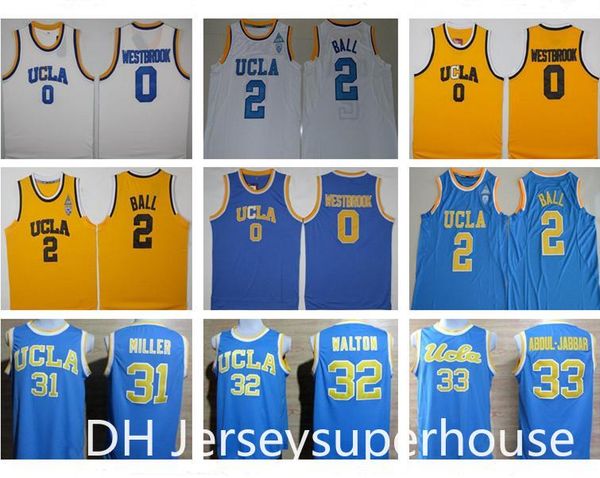 

ucla bruins college basketball russell westbrook lonzo ball zach lavine kareem abdul jabbar reggie miller bill walton kevin love blue jersey, Black;red