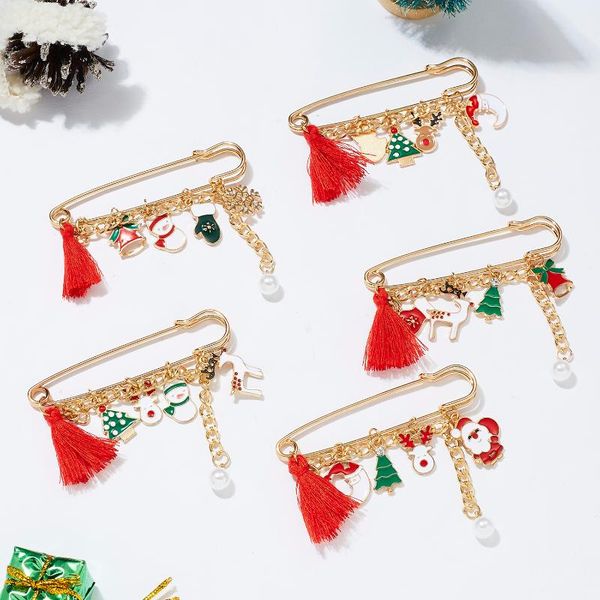 

pins, brooches rinhoo christmas snowflake gloves snowman bell pearl tassel anti slip big pin brooch charm accessories cardigan wearing, Gray