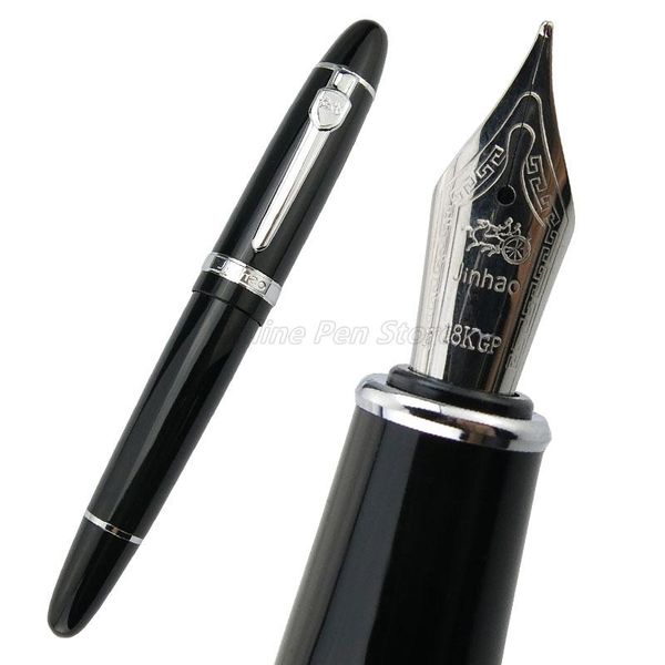 

jinhao 159 metal black barrel silver trim big size 18kgp broad nib 0.7mm fountain pen office school wholesale writing accessory pens