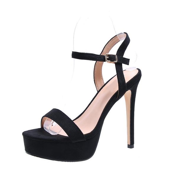 

2021platform sandals peep toe high heels women ankle strap shoes gladiator party dress wedding, Black