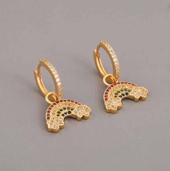 

dangle & chandelier european and american earrings colorful copper zircon rainbow exaggerated for women, Silver