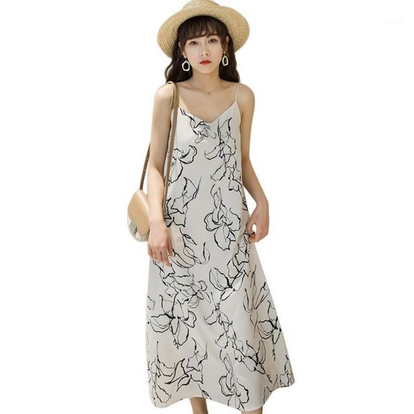 

casual dresses dress women summer french style v-neck fashion retro elegant wear slim floral sling skirt, Black;gray