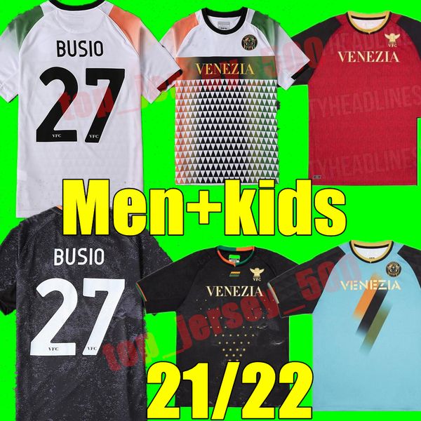 

new venezia football jerseys 21 22 #10 aramu #9 forte venice home black soccer jersey #27 busio #7 mazzocchi away white shirt 2021 2022 men