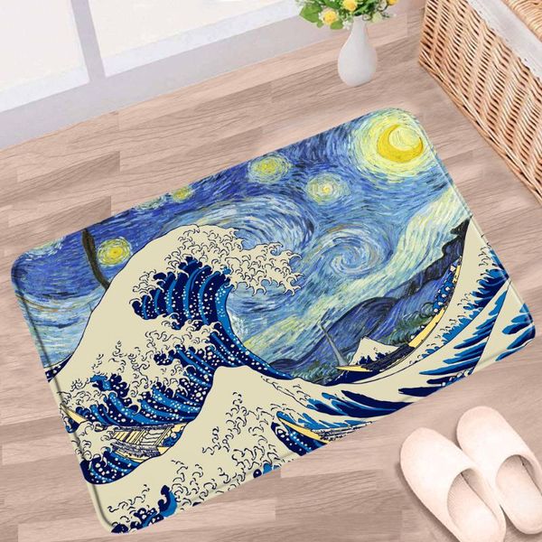 

bath mats ocean wave mat blue scenery beach summer anti-slip rugs flannel home bathroom kitchen bedroom entrance doormat carpet