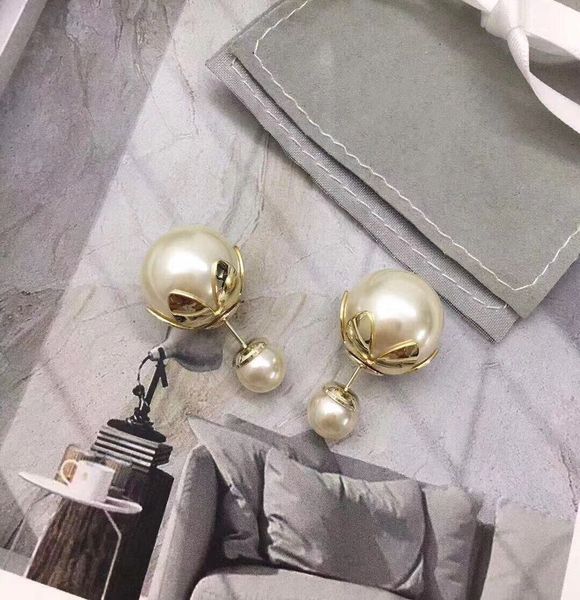 

design jewelry 21-year-old pearl 925 silver needle size beads sided earrings