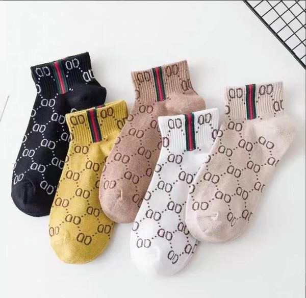 

designer mens womens socks five pair luxe sports winter mesh letter printed sock embroidery cotton man woman with box, Black;white