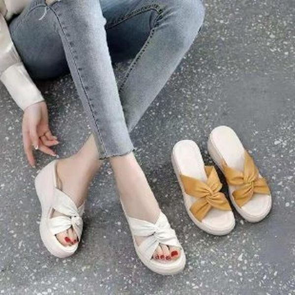 

slippers 2021 slope heel platform women's sandals summer all-match outer wear fashion shoes casual, Black