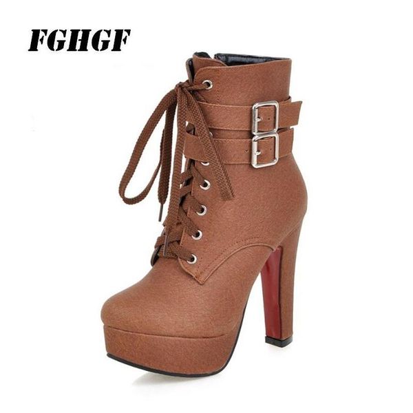 

boots winter high-heeled size 34-50 yards women's with high heels and medium buckles, Black