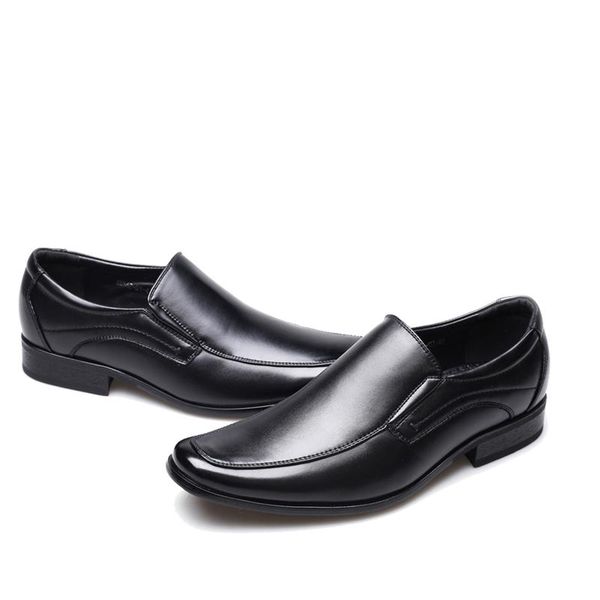 

men's pu leather shoes hand-polished small square toe low-heeled breathable fashion casual office party business male lazy flats dress, Black