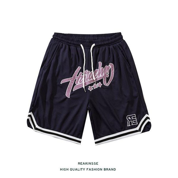 

men's shorts american west style hip hop loose oversize english letter embroidered high street skateboard basketball, White;black
