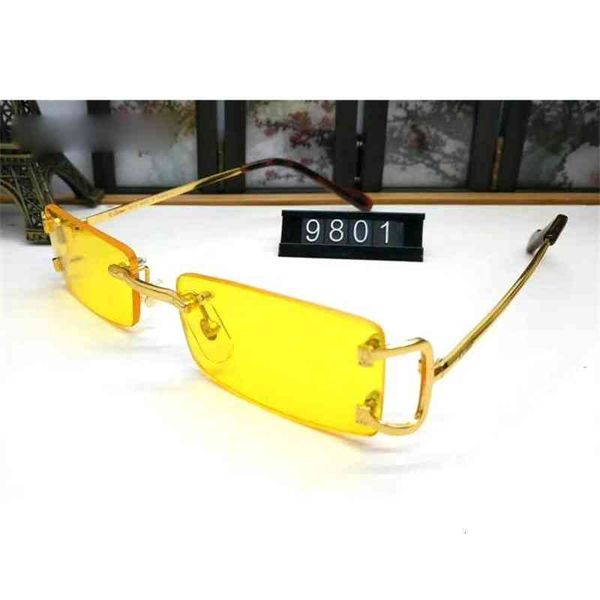 

fashion glasses frame men sunglasses gold rimless eyeglasses for man anti reflective clear lens prescription spectacles 9801, White;black