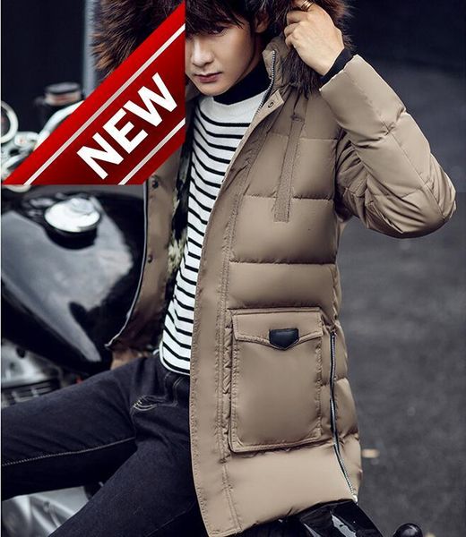 

m--3xl / winter men's new cultivate one's morality with thick warm long down jacket, Black