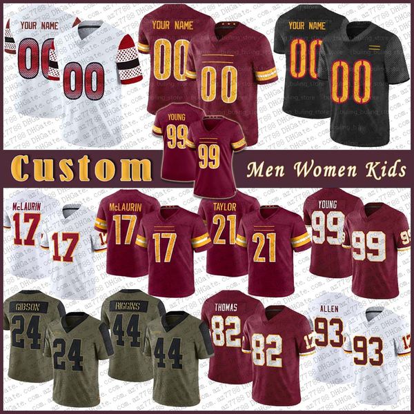 

99 chase young terry mclaurin custom men women kids football jerseys sean taylor antonio gibson taylor heinicke john riggins jonathan allen, Black;red