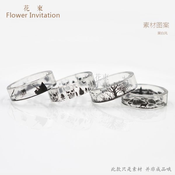 

flower invitation finished ring_huajian jewelry forest ring diy, Black