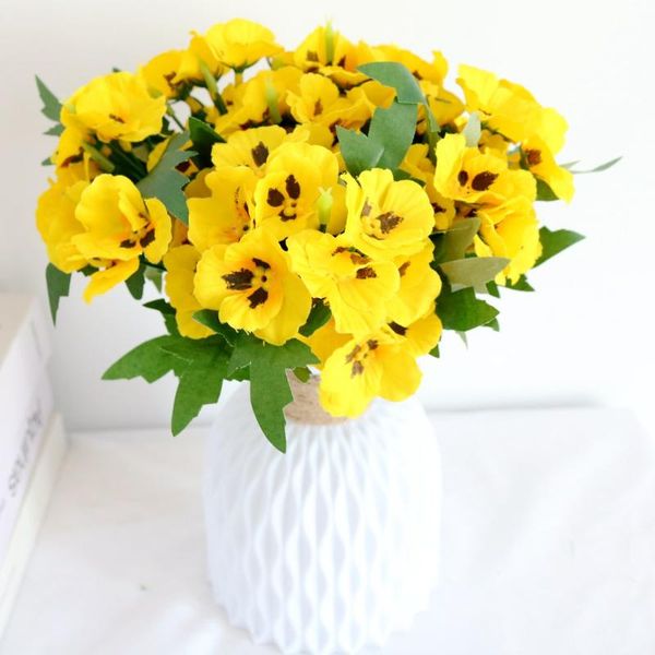 

htmeing artificial flowers 10 inch pansy silk fake butterfly orchid flower home office wedding decoration decorative & wreaths