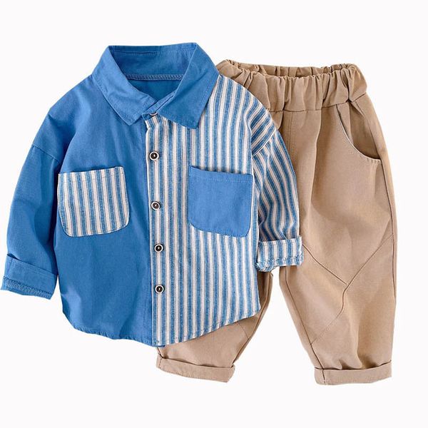 

infant clothing sets boys suits toddler clothes baby outfits spring autumn cotton long-sleeved shirts pp pants 2pcs b7783, White