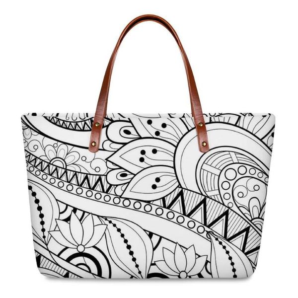 

duffel bags luxury design women handbags custom mode traditional ethnic tribes pattern pu leather shoulder shopping tote bag